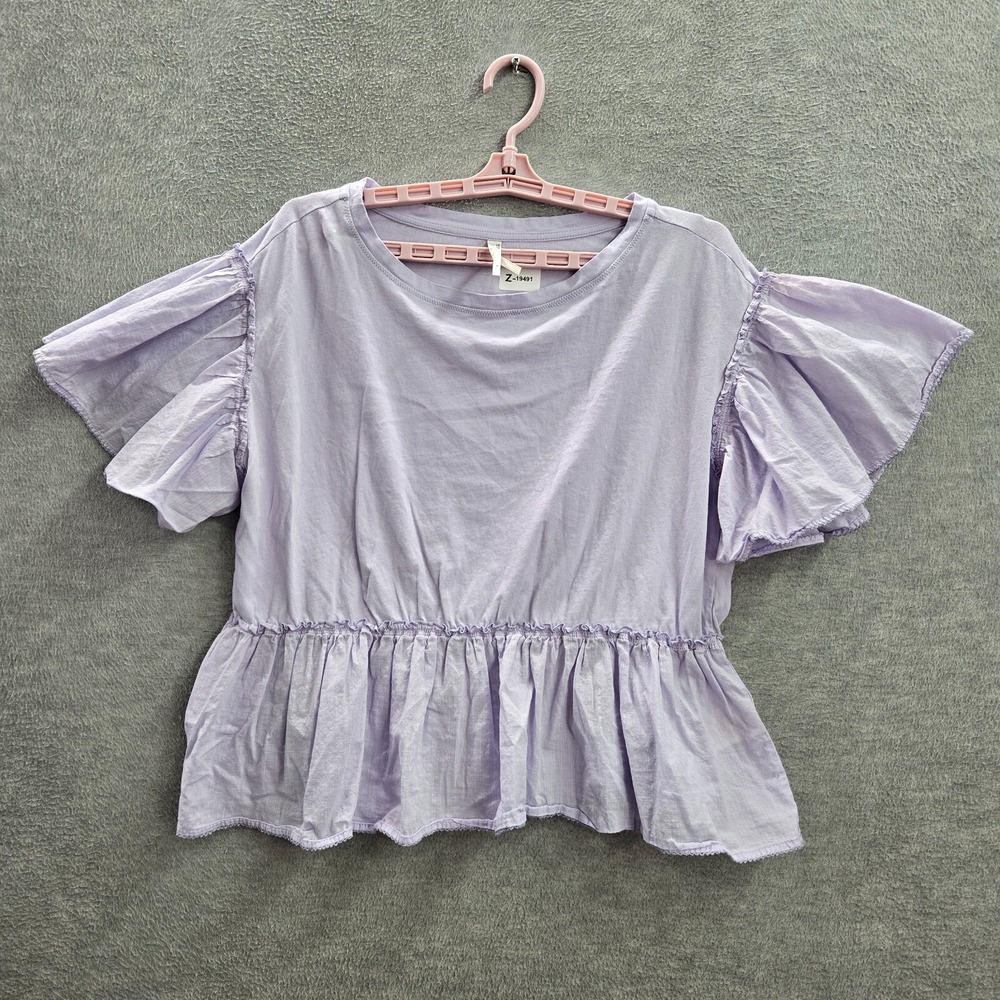 Anthropologie Women Blouse S Lavender Boho Round Neck Pullover